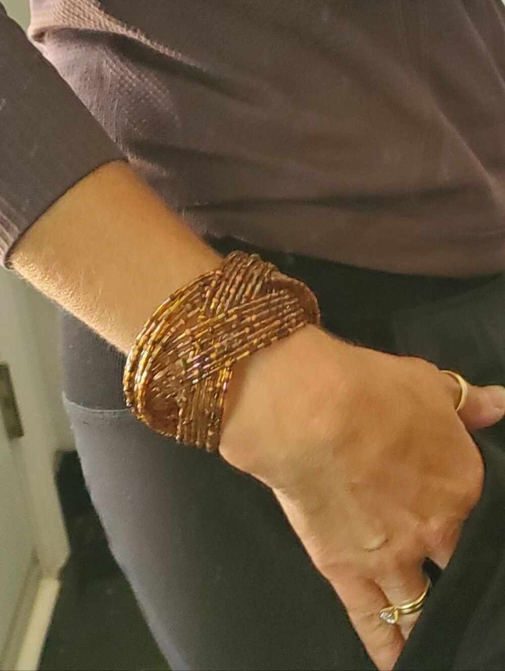 Beaded Seed Bead Wrap Cuff Bracelet